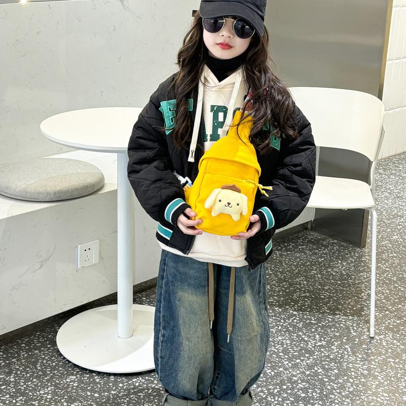 Adorable Cartoon Canvas Kids Chest Bag Lightweight Travel Crossbody For Boys And Girls