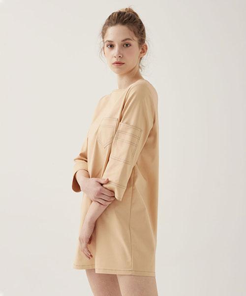 Letters Square Neck Casual Dress (Orange)