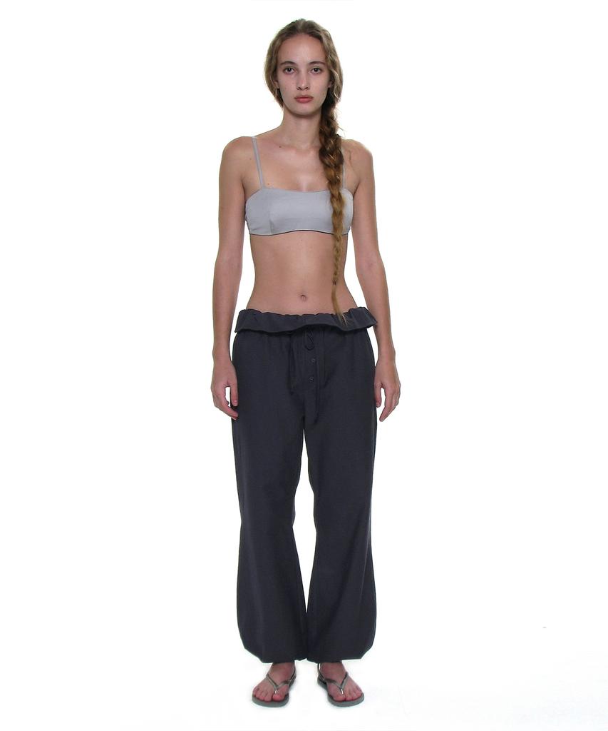 PARTIMENTO WOMEN Two-Way Frill Turnover Waist Pants_Navy