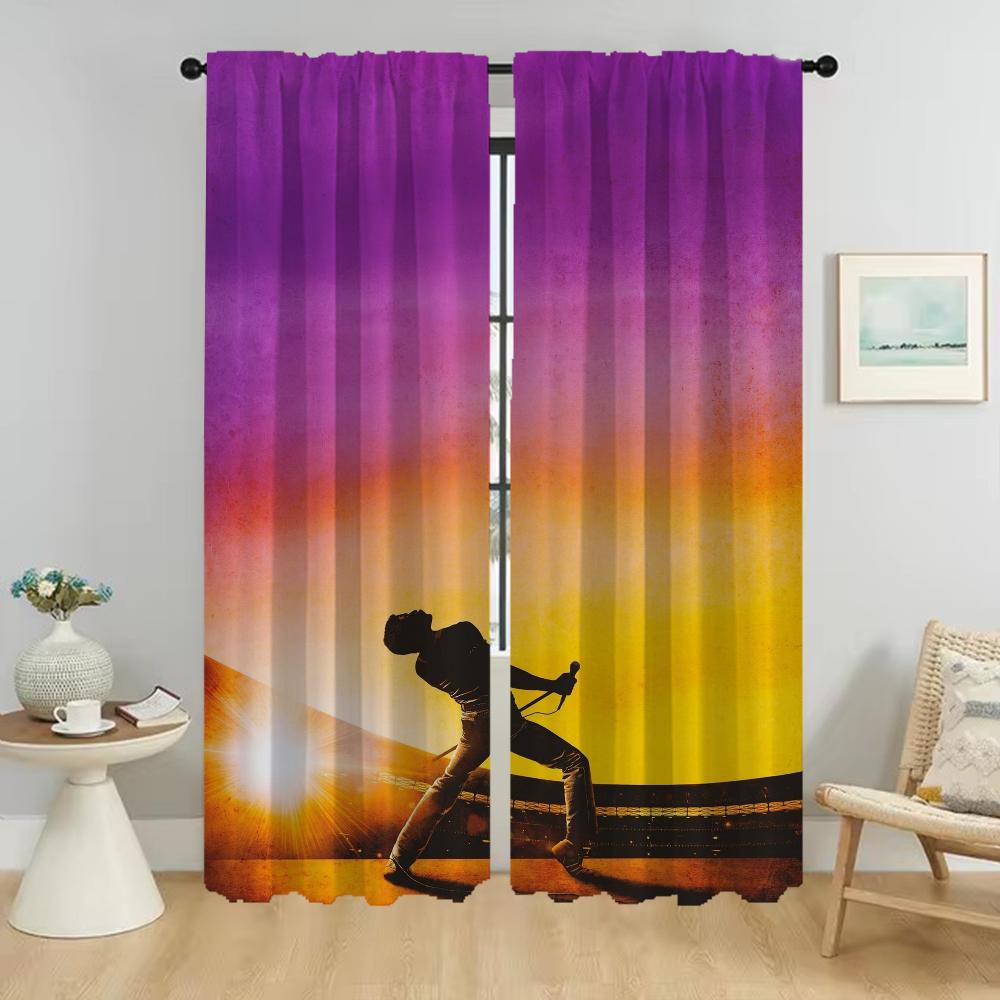 Kitchen Curtains for Living Room Rock-Queenes Shades Halloween Decoration Window Curtain Partition Home Interior Curtains Camera