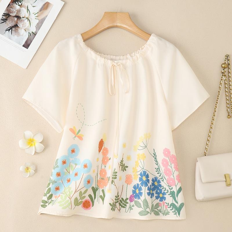ZANZEA Women Casual Round Neck Floral Print Summer Short Sleeve Blouse
