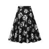 Falda Midi Boho para Mujer de Línea A con Volantes Cintura Alta Elástica Casual de Verano Plisada Fluida Estampado Floral Faldas Acampanadas Debajo de la Rodilla para Mujer