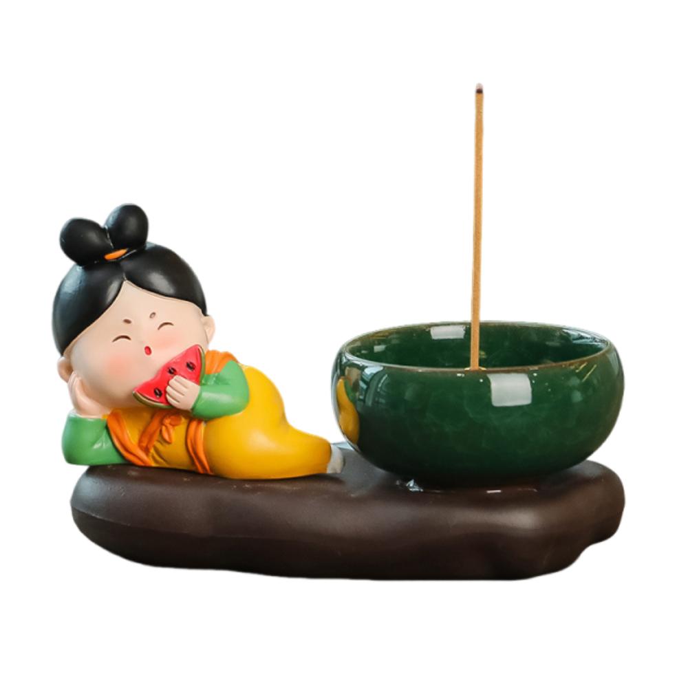 Creative Cartoon Girl Incense Burner Tang Dynasty Lady Cute Sticks Incense Tray Housewarming Gift