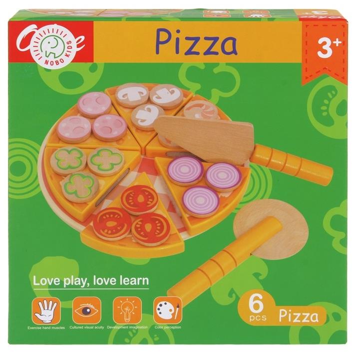 Wooden Pizza Cutter Toy Set with Tray Accessories