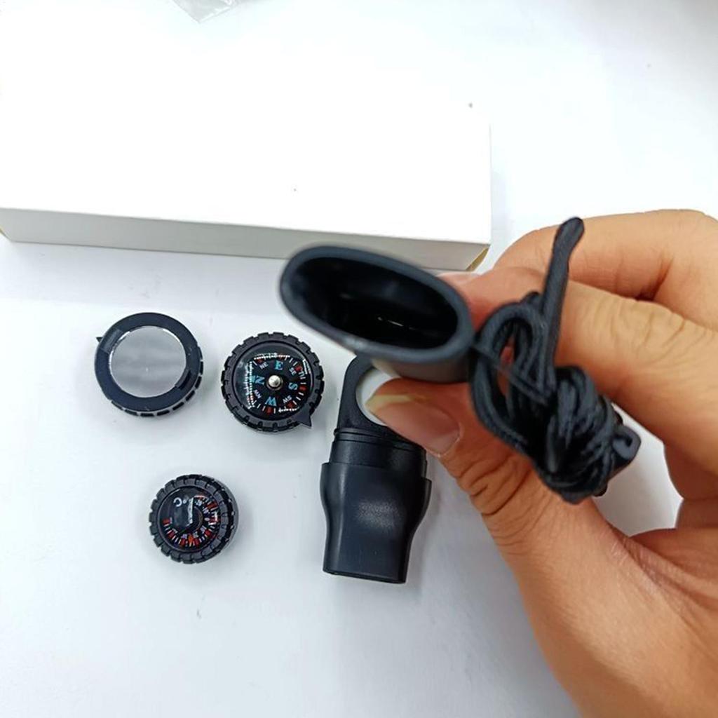 Outdoor Portable 7in1 Survival Whistle With Compass Survival Whistles With Light Safety Gear Safety Emergency Survival Tools