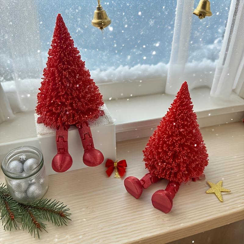 3D Printed Xmas Tree Figurine Movable Joints Eco Friendly Multi Colors for Christmas Party Table Decor Creative Holiday Gift