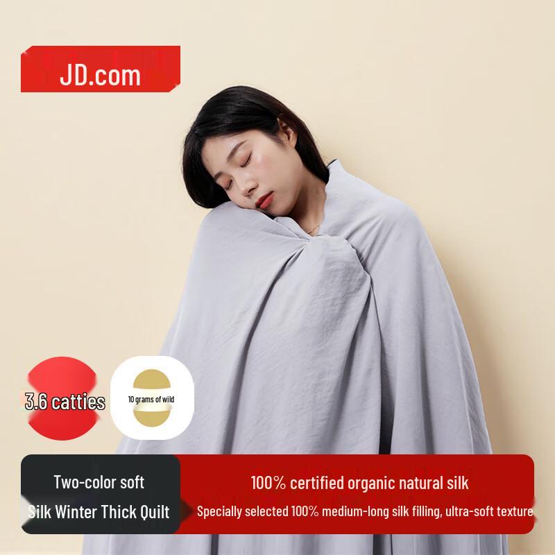 J.ZAO 100% Silk Two-Tone Winter Quilt 150x200cm