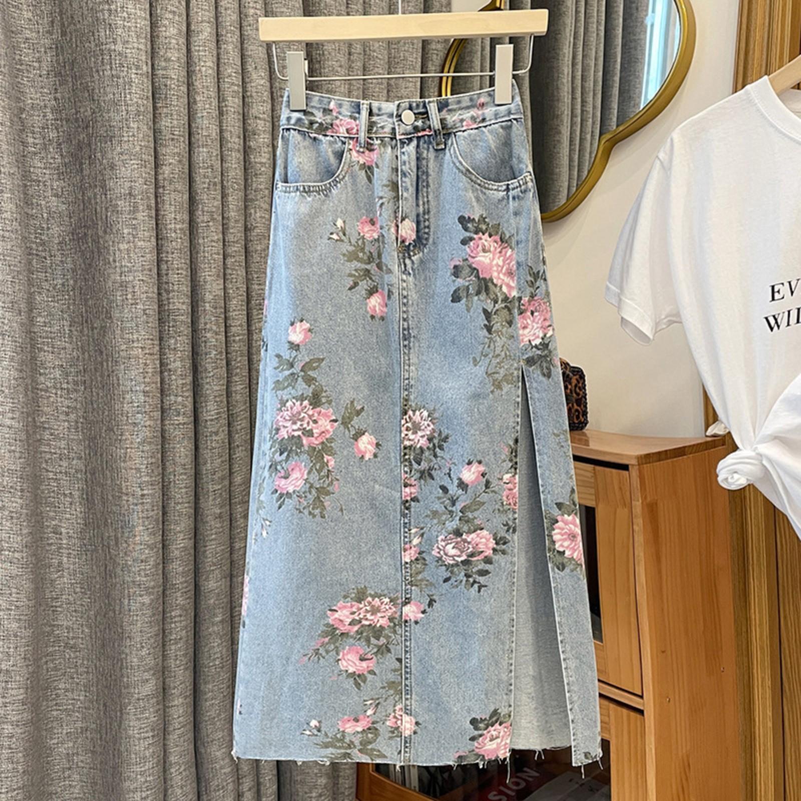 

Retro Slim Fit Denim Skirt L синий