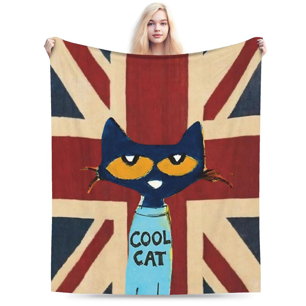 Мультяшное одеяло Sun Pete The Cat Фланелевое покрывало для самолета Путешествия Персонализированное Мягкое Теплое Постельное белье