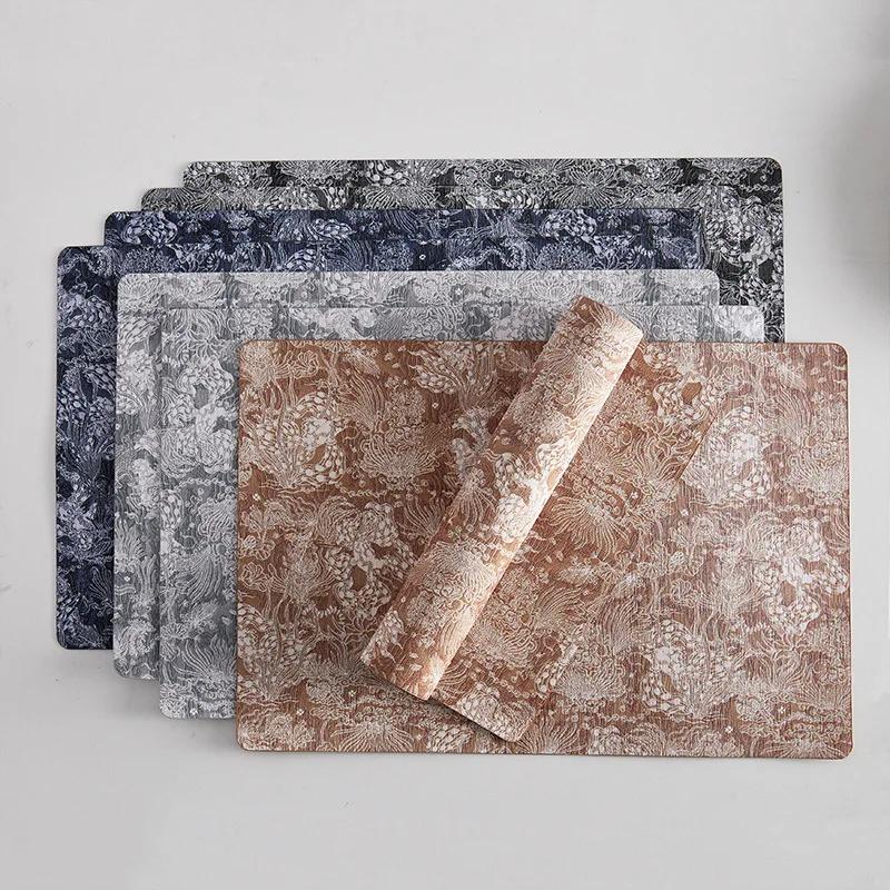 Embossed PVC Placemat Insulation Pad, Anti-Scald Table Protector, Oil-Resistant Leather Dining Mat, Bowl Pad for Kitchen Use