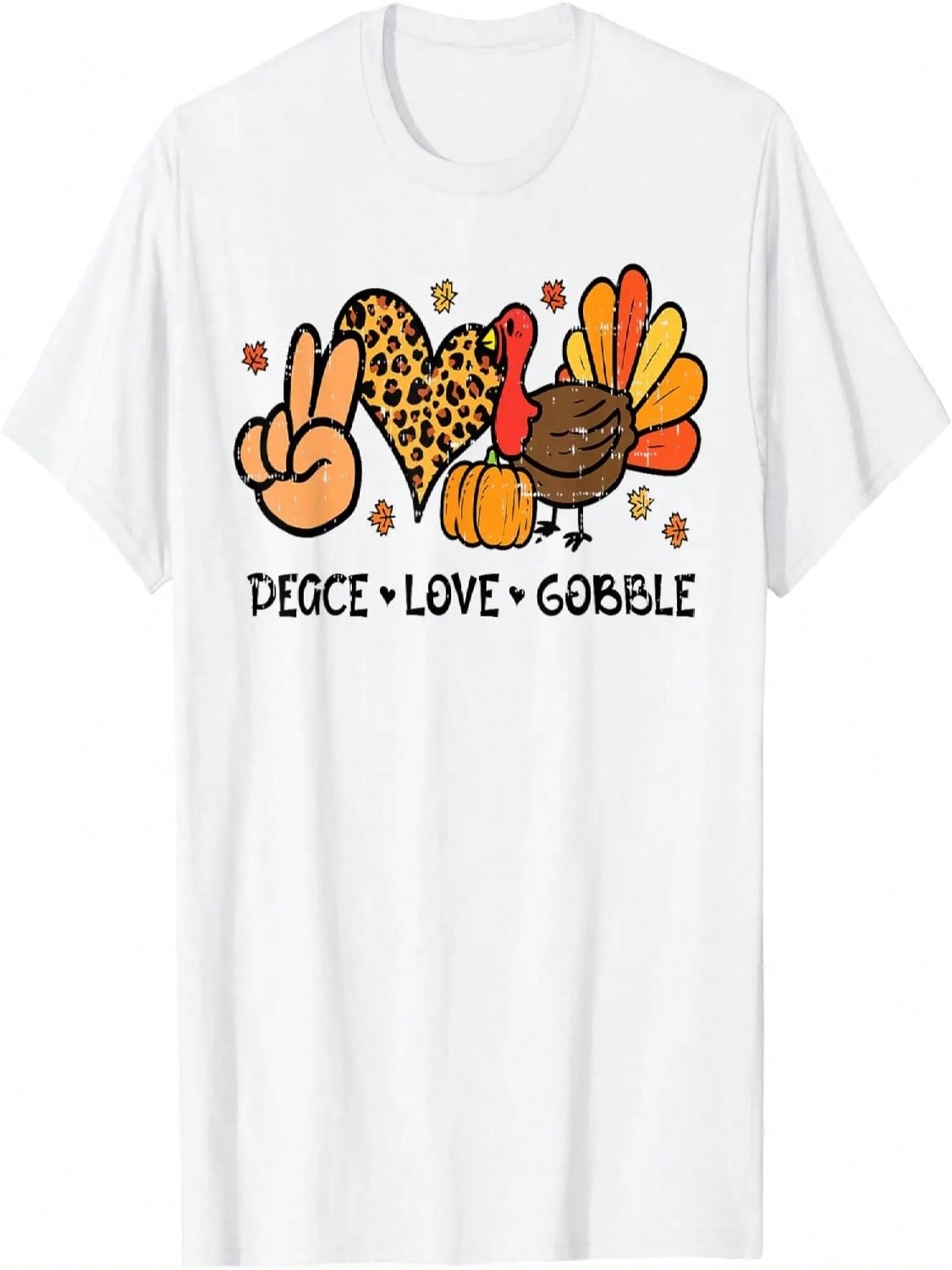 Peace Love Gobble Turkey Funny Thanksgiving Kids T-Shirt S разноцветный