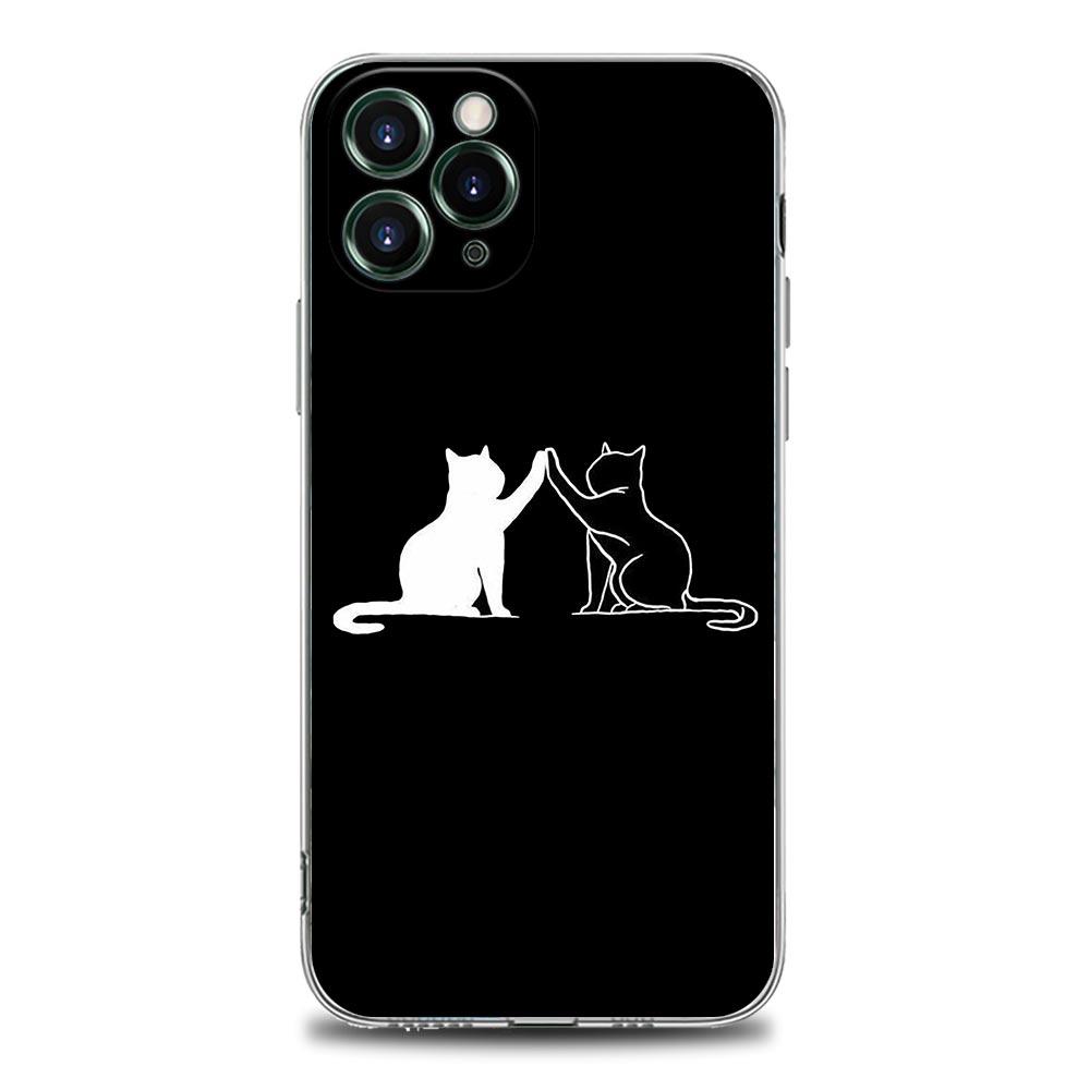 Funny Cute Cat Line Art Clear Phone Case for Apple iPhone 14 11 12 13 Pro Max 7 8 SE XR XS X Max 6 6s Plus Soft Silicone Cover