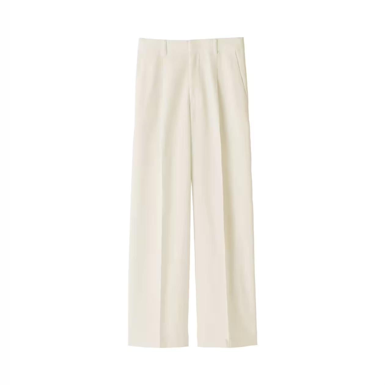 

MUJI Women s Water-Repellent Tucked Straight Pants, Off-White, Size M, BE1WBA5S