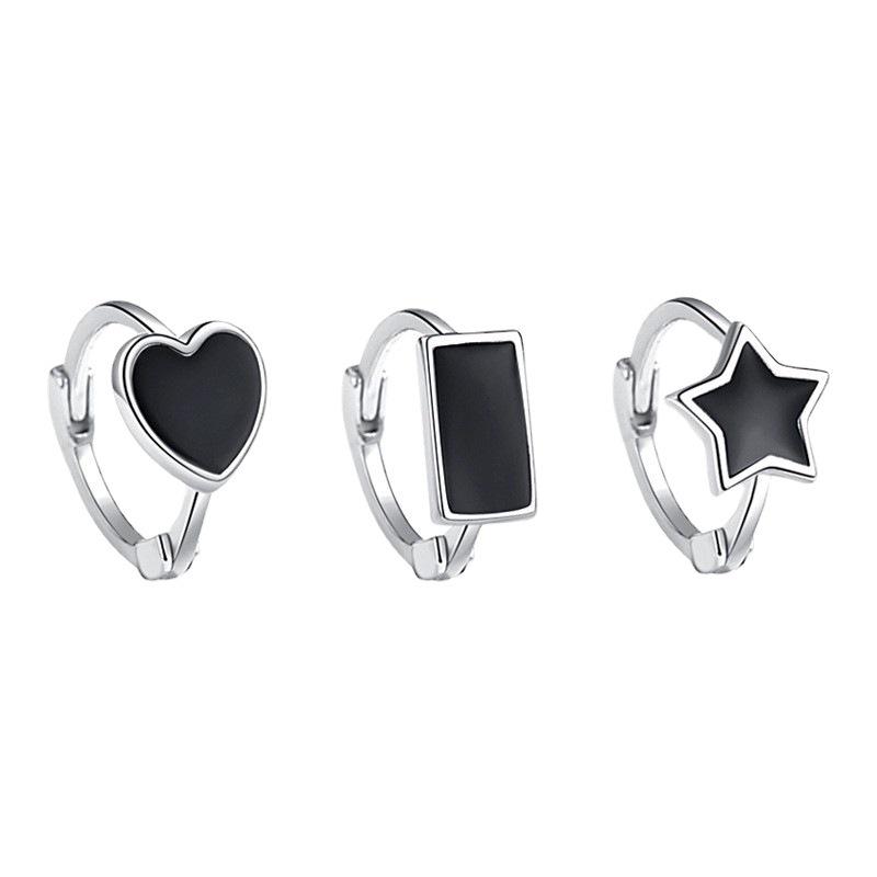 New Retro Fashion Geometric Earrings for Women: Heart, Drip Glaze, Square, Star Hoops & Clips.