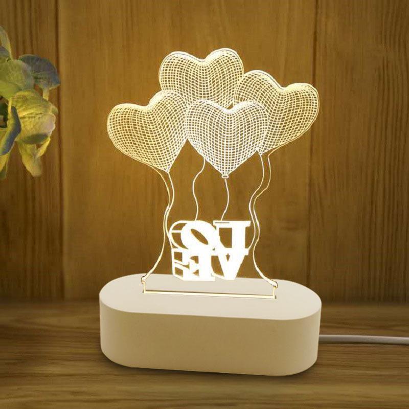 3D Acrylic Night Light: Creative Three-Color Table Lamp for Bedroom and Gifts