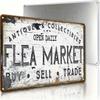 Retro Flea Market Metal Plaque, Vintage "Antiques & Collectibles" Decor, Home Art Accent for Thrift & Vintage Fans