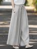 Artistic Embroidered Elastic Waist Wide Leg Skirt Pants - Spring 2026 Collection, Plus Size, New and Loose Fit