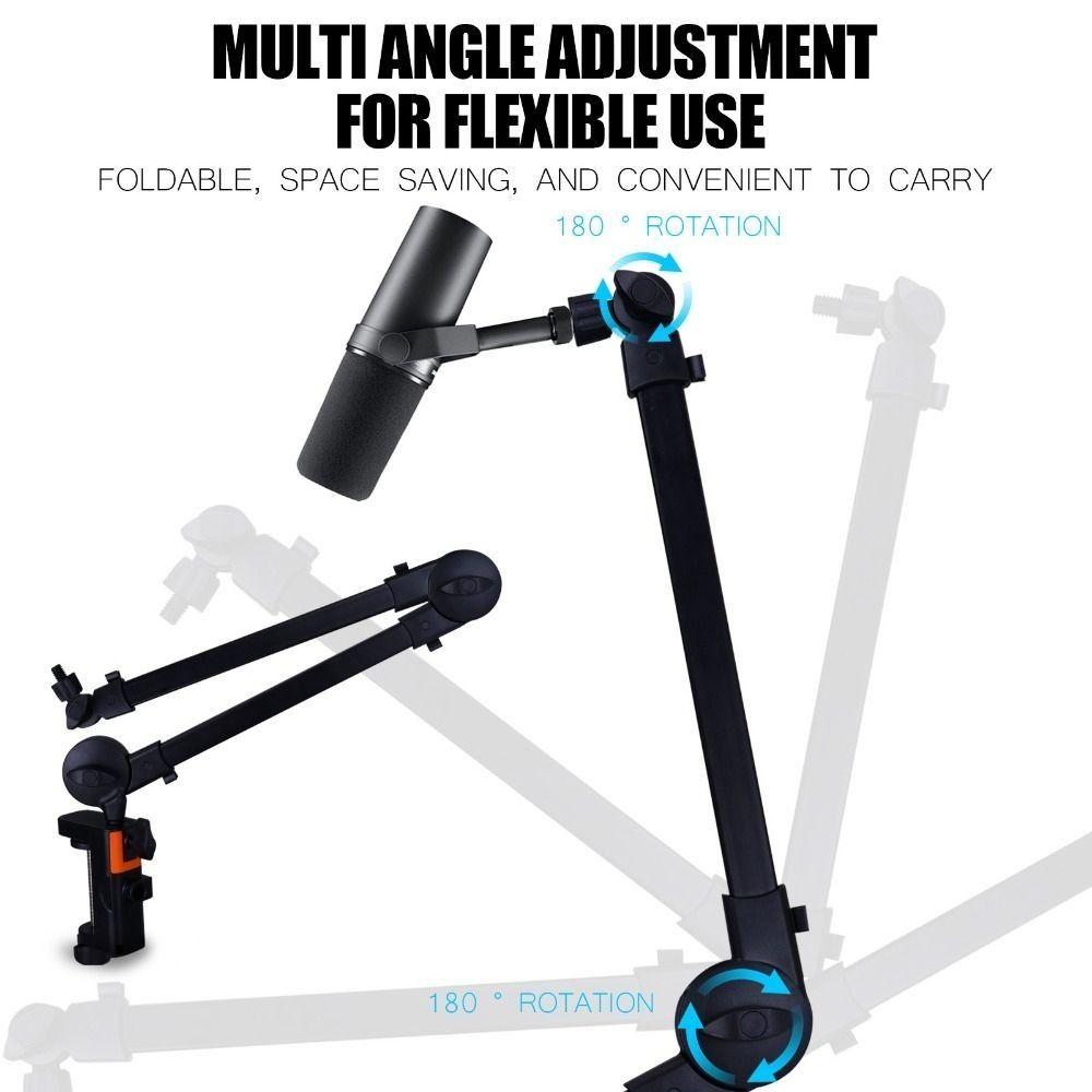 Sturdy Microphone Boom Arm Universal Desktop Stand Professional Mic Desk Mount Home Office