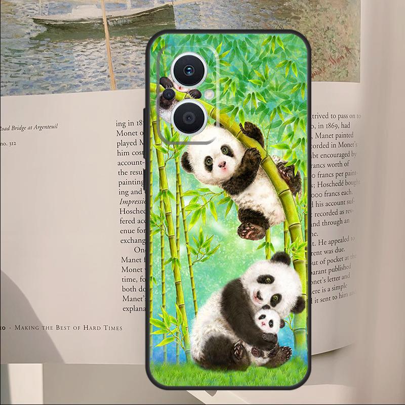 Panda Animal Cute Bear Cover For OPPO Reno 14F 11F 12F 13F 10 11 12 13 14 Pro 7 8 Lite OPPO Find X6 X8 X9 Pro Case