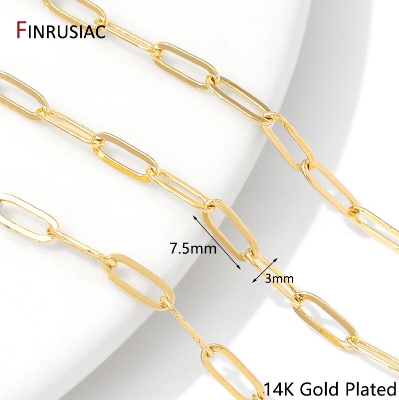 14K Gold Plated Brass Paperclip Link Chain Oval Link Cable Bulk Chain For DIY Jewelry Making Findings Handmade Crafts Components