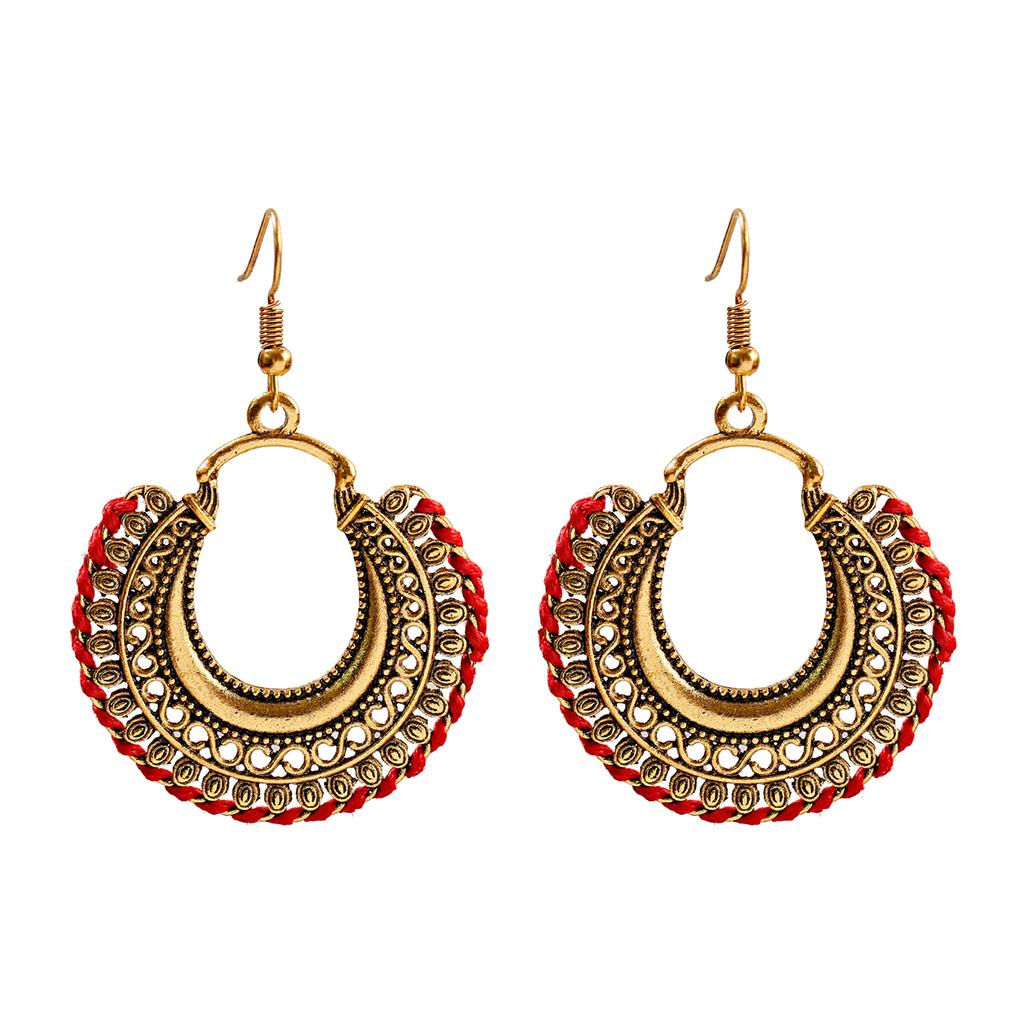 Indian Jhumka Zircon Vintage Bell Tassel Earring Boho Antique Ethnic copper Plated Drop Hanging Earrings For Women Pendientes