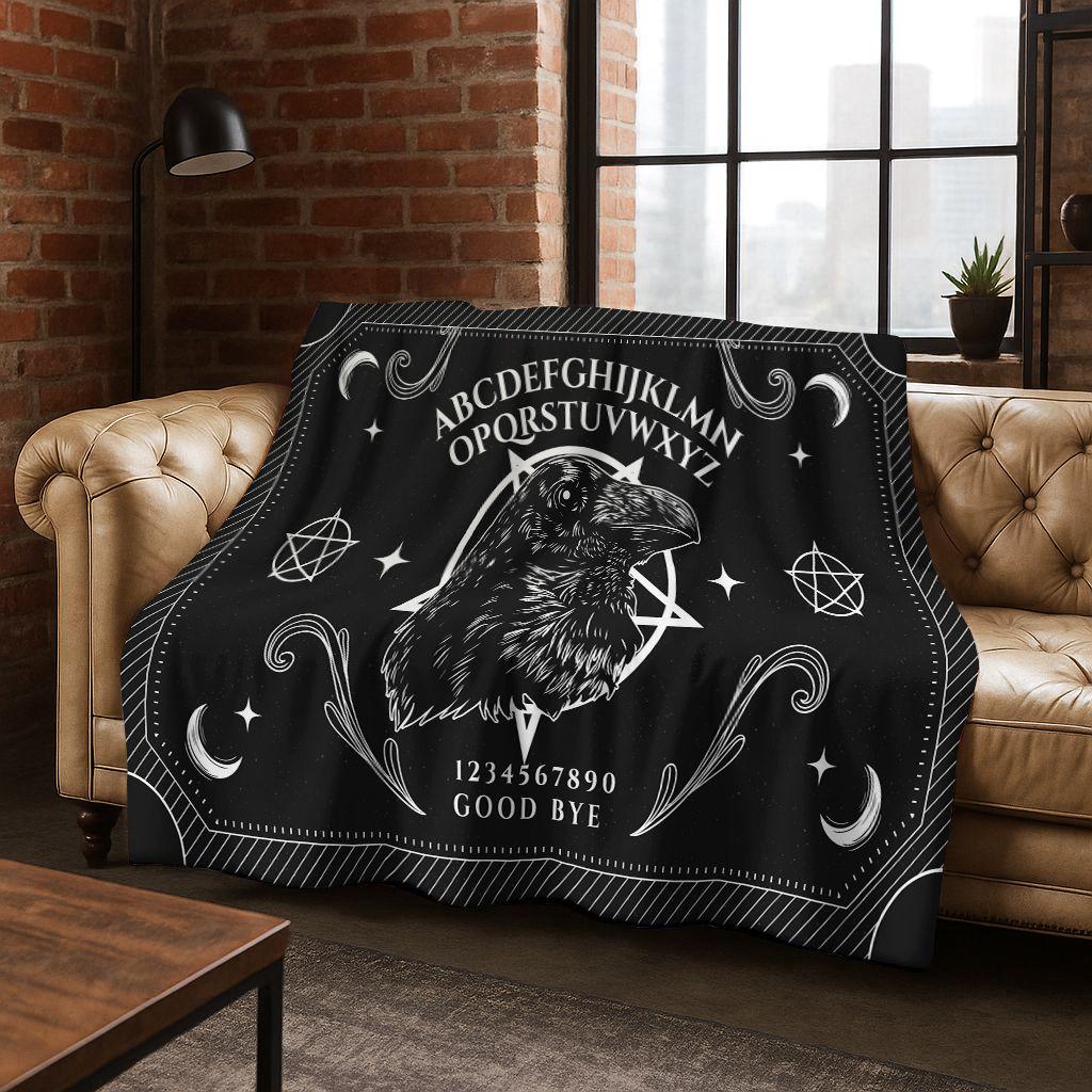Witch Ouija Gothic Spirit Board 3D Retro Flannel Blanket,Warm and Cozy Soft Throw Blanket for Home Bedroom Bed Sofa Travel Cover