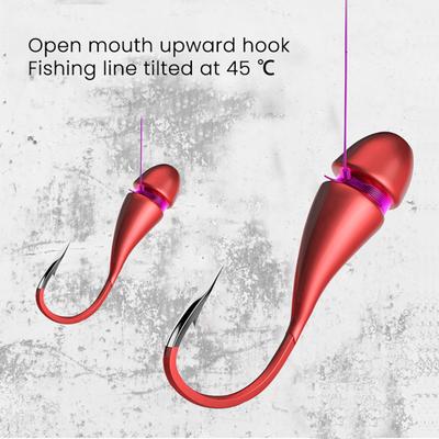 50 Peças Anzol de Pesca Vermelho Metal Pesado 45 Graus Afiado Barbela Anzóis Água Doce Salgada Robalo Perca Acessórios de Pesca