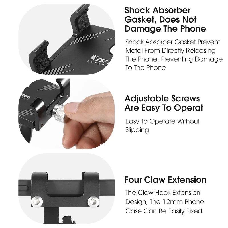 Cycling Phone Holder Lightweight Aluminum Alloy Bike Handlebar Phone Bracket Phone Mount MTB Road Bike Accessories 6