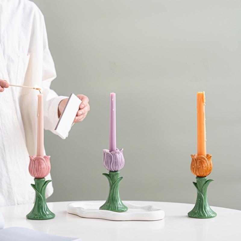 Ceramic Candlestick Stand Replacement for Candle Christmas Wedding Parties Dining Room Home Candle Stand Accessories