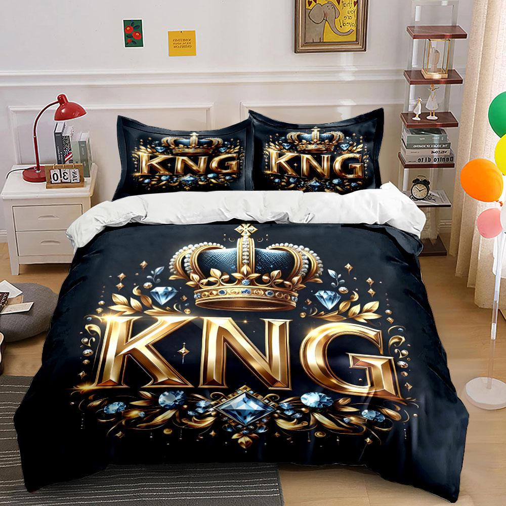 Royal Crown Decor Set Soft Comfortable Duvet Cover Bedding Set Included 1*Duvet Cover & 2*Pillowcases, Gift