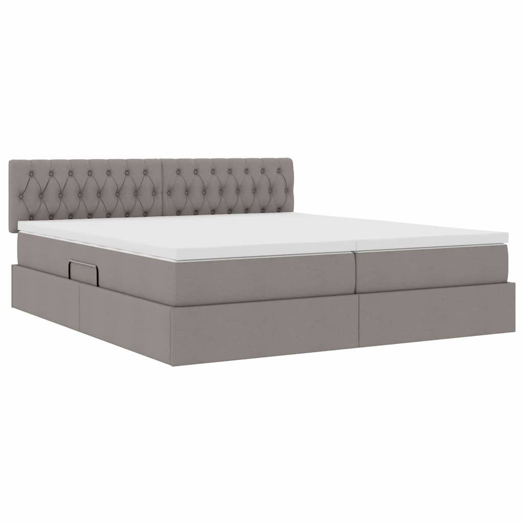LED Storage Bed with Mattress Taupe 180 x 200 cm Fabric