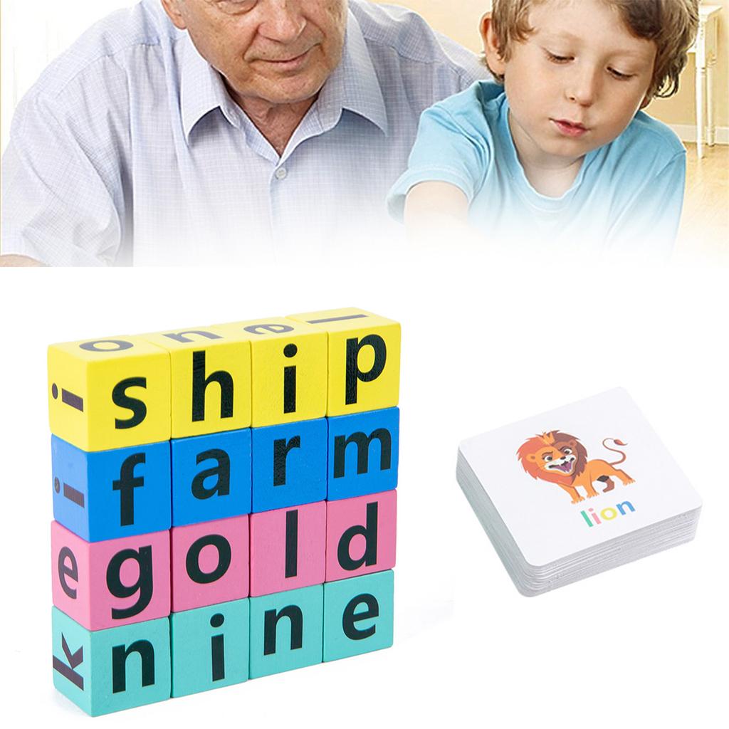 Children Puzzle Wood Spelling Word Toy Kids Letter Game Kindergarten Teaching Aids English Letter Word Learning Toy