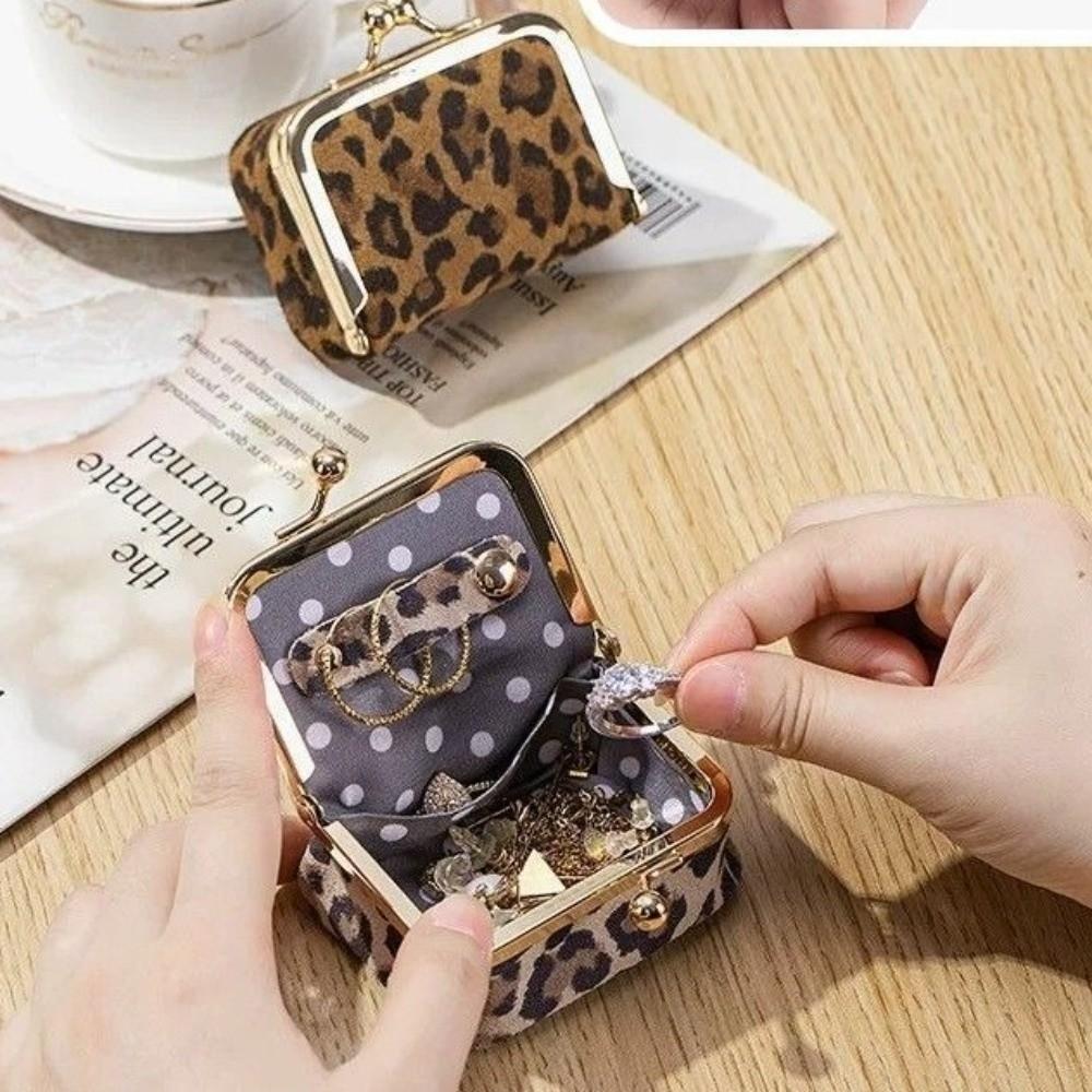 PU Leather Leather Jewelry Bag Square Small Item Bag Elegant Kiss Lock Coin Purse  Ring