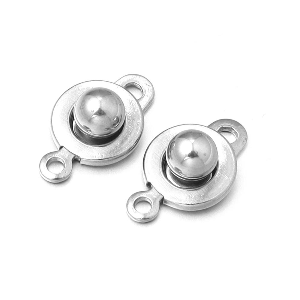 2pcs Stainless Steel Snap Clasps Buttons Jewelry Connector Fastener For DIY Necklace Bracelet Craft Jewelry Making Accessories