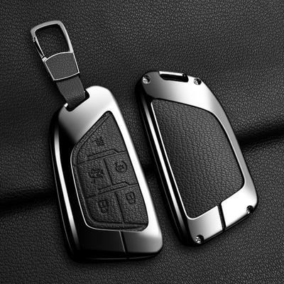 Key Fob Cover Case For Cadillac For GMC Sierra Yukon 2023 2024 For Silverado 1500 Suburban Tahoe Alloy Leather Keychai