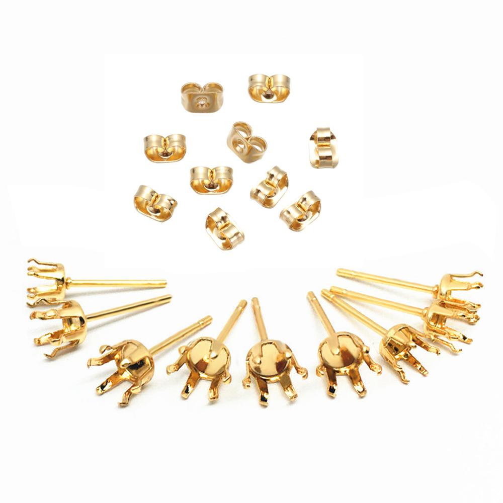 50pcs/lot Stainless Steel 3mm-8mm Blank Stud Earring Claw Ear Post Pins Cup Base Earrings Setting DIY Jewelry Making Findings