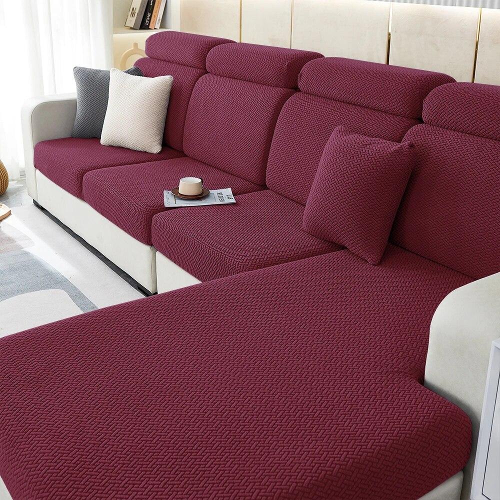 Jacquard Stretch Sofa Covers Living Room Plain Color Sofa Seat Couch Slipcover Gray Furniture Protector Spandex Thick Sofa Case