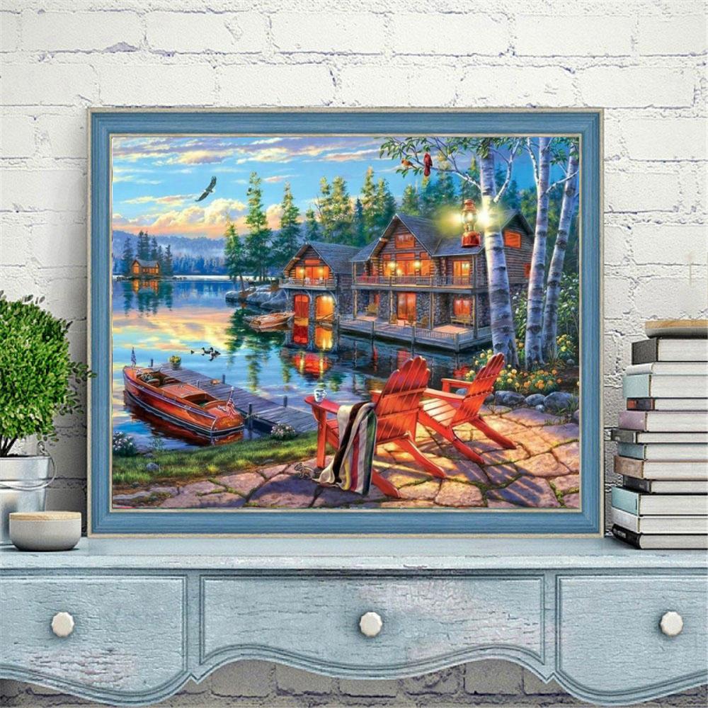 

Алмазная картина 5D DIY пейзаж закат море вышивка крестиком полная круглая дрель вышивка мозаика домашний декор комнаты подарок Full Round 40x50CM