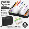 Travel Portable Pill Organizer with 14 Reusable Zipper Pouches, Food Grade Silicone Case for Medicine and Daily Essentials