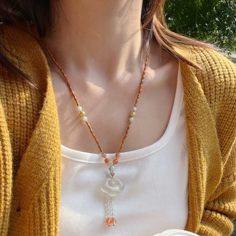 

Natural chalcedony Ruyi lock pendant for peace and protection, Christmas and New Year s gift, handmade braided agate necklace for women Authentic Ruyi Lock Penda