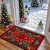 1pc Christmas Poinsettia Welcome Entrance Doormat - Festive Holiday Decorative Mat for Home, Absorbent Non-Slip Machine Washable Rug, 1.2cm Thickness,