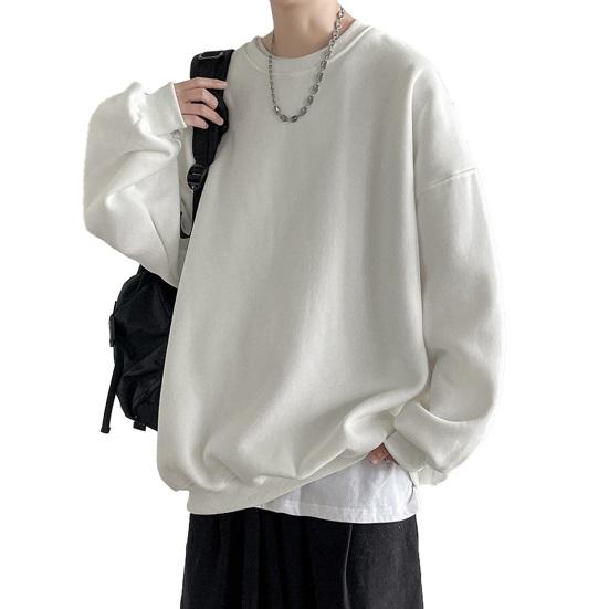 Felpa ampia tinta unita girocollo manica lunga spessa calda morbida unisex casual stile semplice
