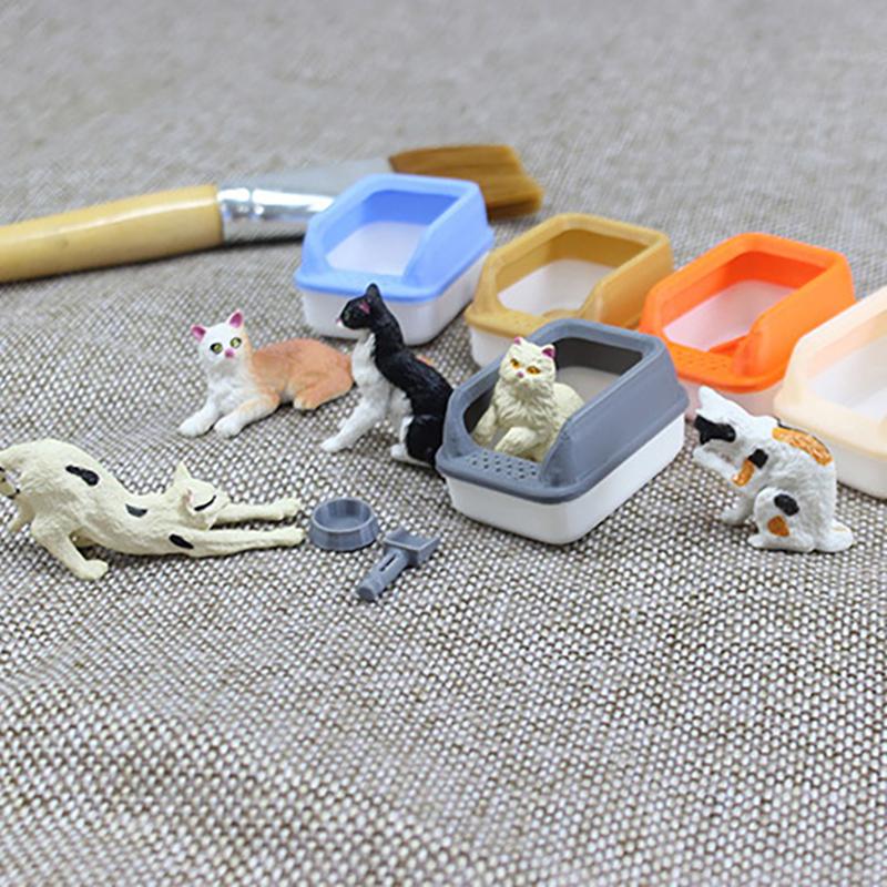 3Pcs/Set Home Decoration 1:12 Dollhouse Miniature Cat Litter Box Model Mini Shovel Pet Supplies For Doll Diy Accessories Toy