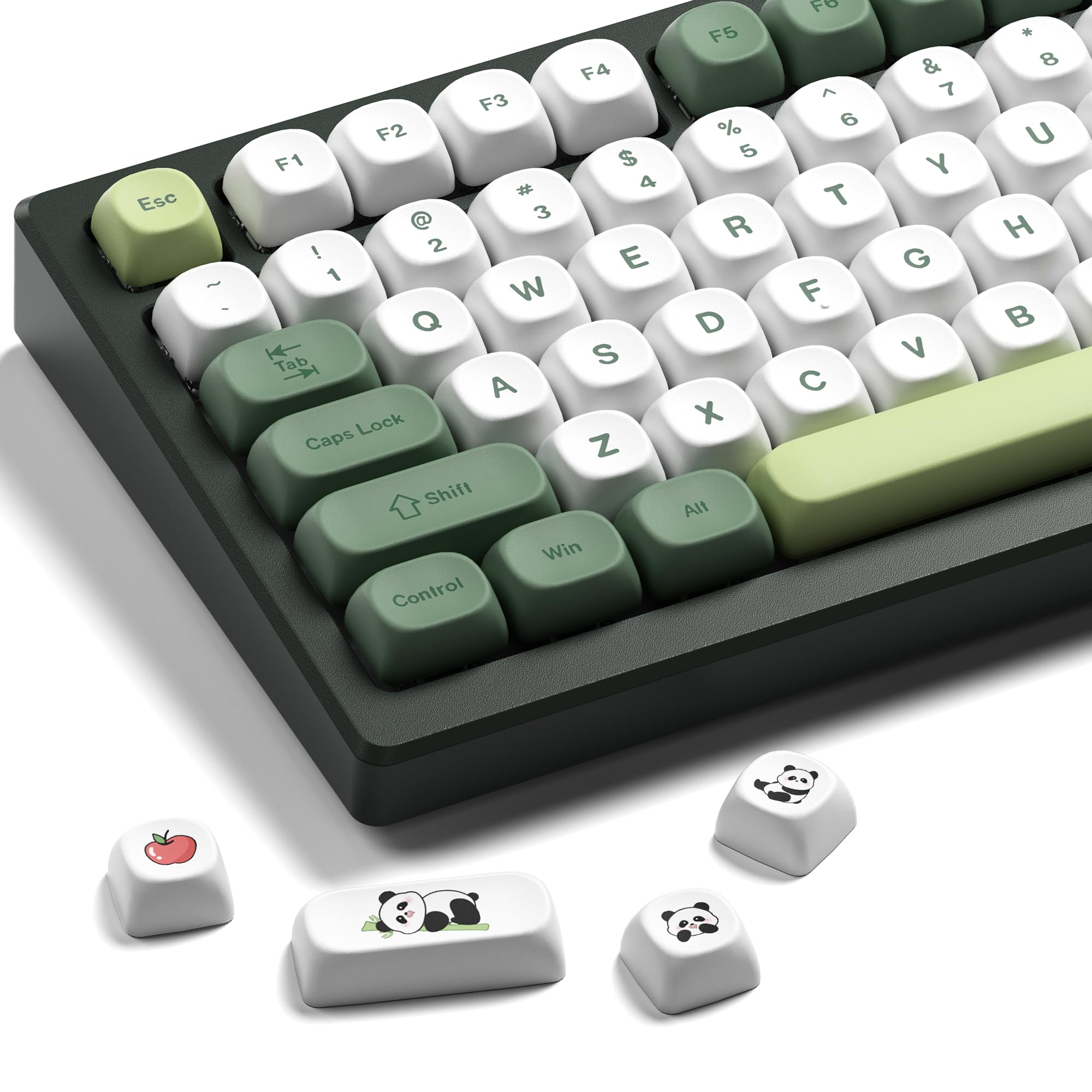 

MOA Profile Matcha Panda PBT Dye Sub Keycap 143 Keys Green Creamy Color for Mechanical Keyboards with Cherry MX Set, & (Compatible