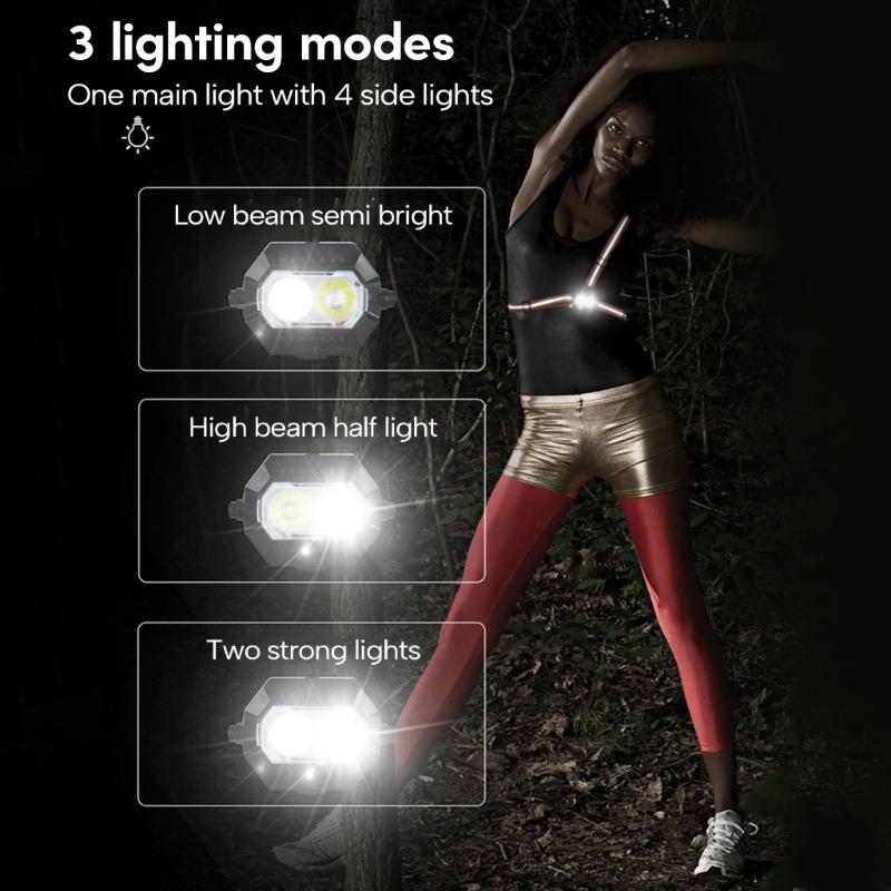 IPX4 Waterproof Running Gear for Runner USB Rechargeable Night Running Lights LED Chest Light with Safety Warning Lamp