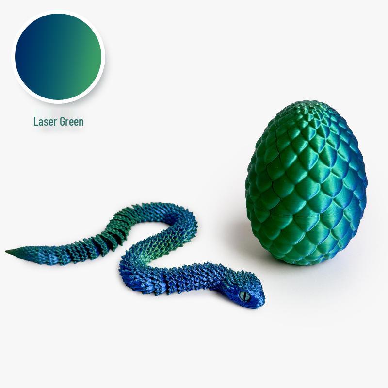 3D Printed Luminous Snake Dragon Egg Set with Movable Joints - Ornament Toy Handicraft