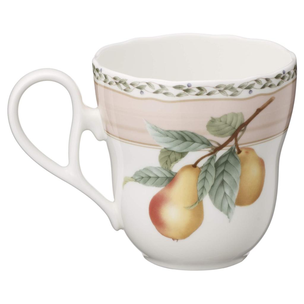 Noritake Mug & Plate (Pair Set) - 19cm Plate and 375cc Mug, Orchard Garden Design, Two Mugs and Two Plates, Fine Porcelain (Off-White), M9719/4911-12