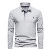 Trend Hub New Men's Deer Embroidery Polo Shirts Solid Color Long Sleeve Social Business Male
