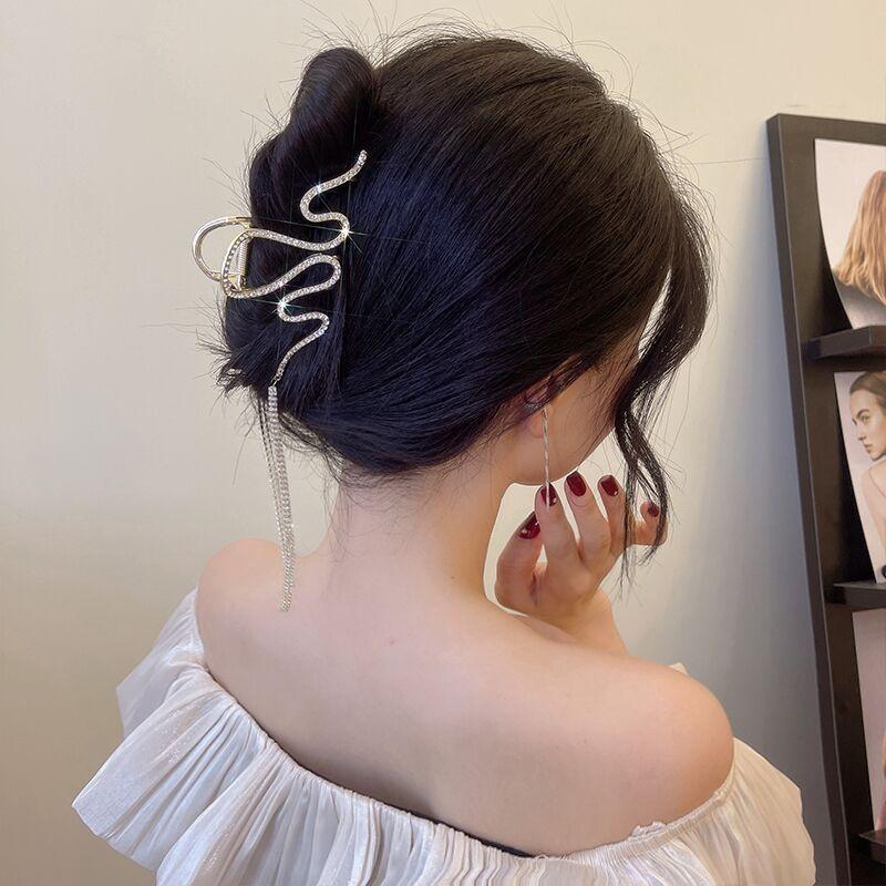 Luxury Hair Pins Tassel Snake Plates Hair Claw Clips Hairpin Large Shark Clip Headdress Hair Accessories Women