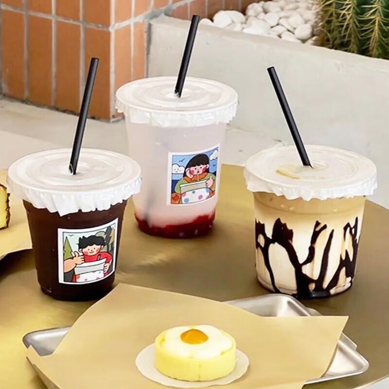 FANSUN Disposable Milk Tea & Dessert Cups with Lids